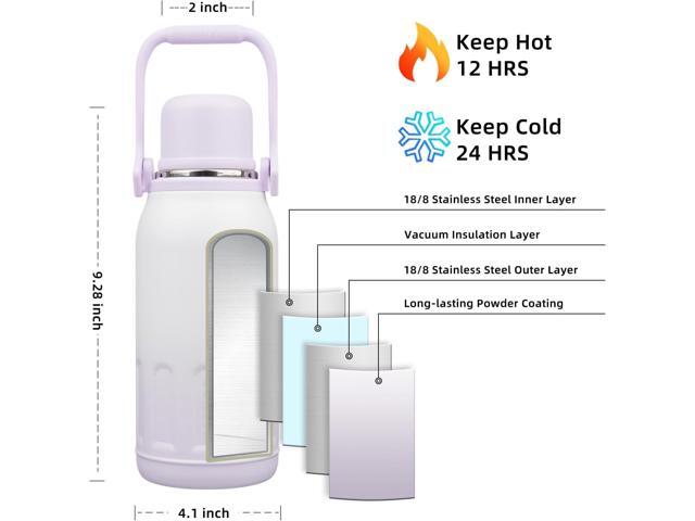 BJPKPK Insulated Water Bottle 40oz Stainless Steel Water Bottles with Handle and Lid Dishwasher Safe Metal Thermos for Sports,Purple Pearl