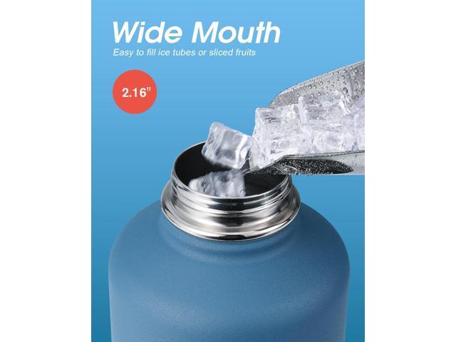 Half Gallon Water Bottle Insulated with Straw & 3 Lids, Coolflask 64 oz Water Jug Large Metal Stainless Steel Wide Mouth for Sports, Gym or Office,...