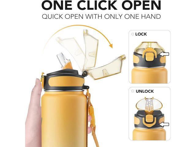 Enerbone 32 oz Insulated Water Bottle, Stainless Steel Bottle with Carrying Strap, Double-Wall Vacuum Insulation Design, Leakproof Sports Bottle...