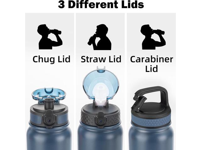 Oldley Insulated Water Bottle 20oz Water Bottles with Straw, Stainless Steel Water Bottle with 3 Lids, Double Wall Vacuum Bottels for Adults...