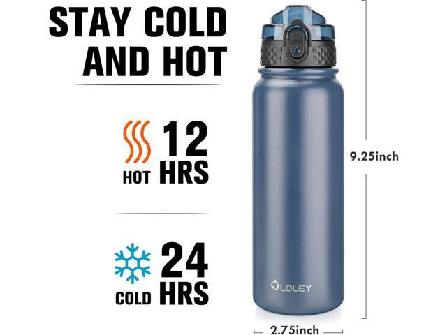 Oldley Insulated Water Bottle 20oz Water Bottles with Straw, Stainless Steel Water Bottle with 3 Lids, Double Wall Vacuum Bottels for Adults...