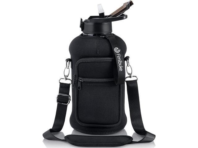 Fimibuke Half Gallon Water Bottle with Sleeve 64 OZ Water Bottle with Handle & Straw Leakproof Motivational Sports Gym Water Bottle with Time...