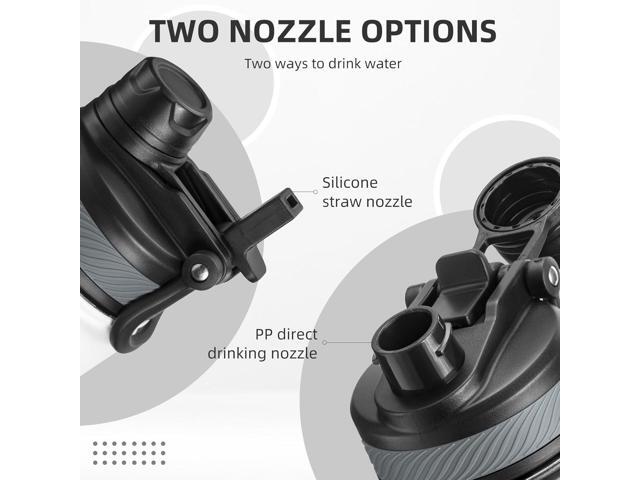 ROCKBROS Insulated Water Bottle with Straw, Stainless Steel Sports Water Cup Flask Leak Proof with Handle Keep Warm and Cold for Hiking, Cycling,...