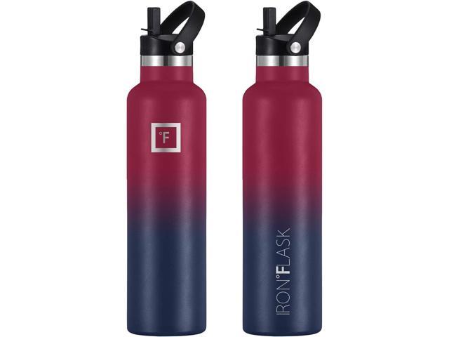 IRON °FLASK Camping & Hiking Hydration Canteens - 3 Lids (Narrow Straw Lid) Leak Proof Vacuum Insulated Stainless Steel - Hot & Cold Double Walled...