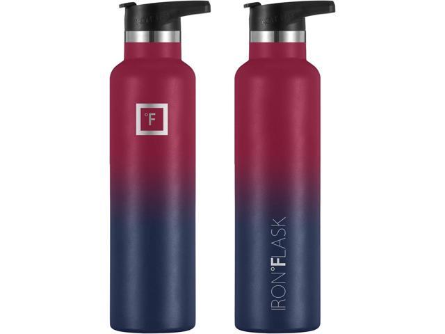 IRON °FLASK Camping & Hiking Hydration Canteens - 3 Lids (Narrow Straw Lid) Leak Proof Vacuum Insulated Stainless Steel - Hot & Cold Double Walled...