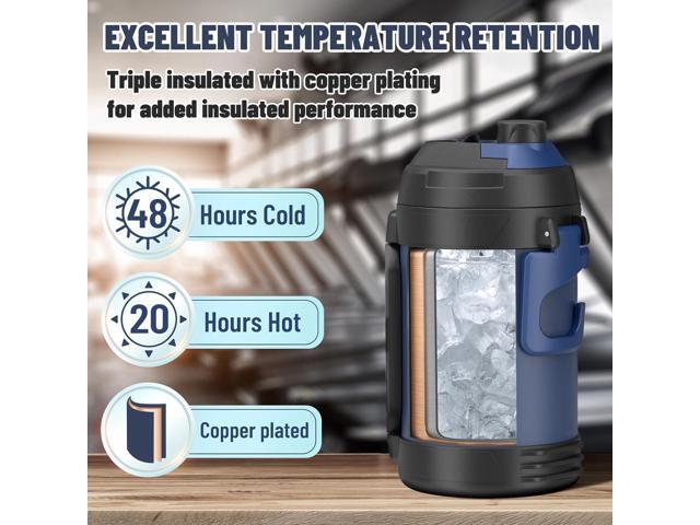 Zukro 1 Gallon Water Jug, One Gallon Large Triple Wall Insulated Metal Jug With Straw and Spout, No Sweat 128 oz Stainless Steel Sport Water Bottle...