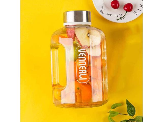 VENNERLI Half Gallon Water Bottle with Handle BPA Free Sports Water Bottles 74oz Large Plastic Water Jug 2.2L Motivational for Outdoor Hiking...