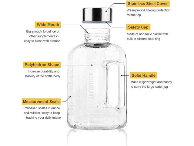 VENNERLI Half Gallon Water Bottle with Handle BPA Free Sports Water Bottles 74oz Large Plastic Water Jug 2.2L Motivational for Outdoor Hiking...