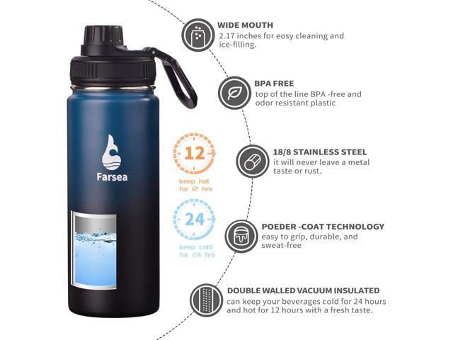 Farsea Insulated Water Bottle With Paracord Handle, Protective Silicone Boot and 2 Lids (Straw Lid & Spout Lid), Stainless Steel Water Bottle Wide...
