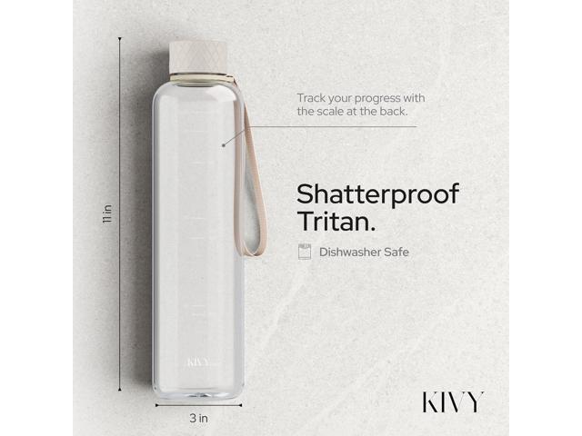KIVY Slim Water Bottle 32oz [Lightweight & Shatterproof] Fits Backpack & Cupholder for Travel, Sports, School, Gym - Clear water bottle with...