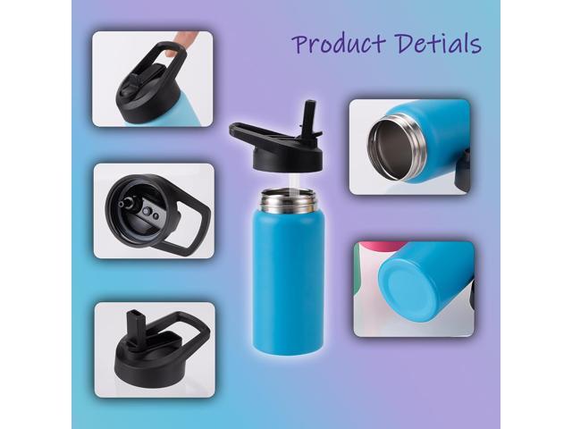Kids Water Bottle with Straw Lid & Handle, 4 Pack 16oz Personalized Water Bottles Bulk, Dishwasher Safe, Leak Proof DIY Gift for Girls Boys to...