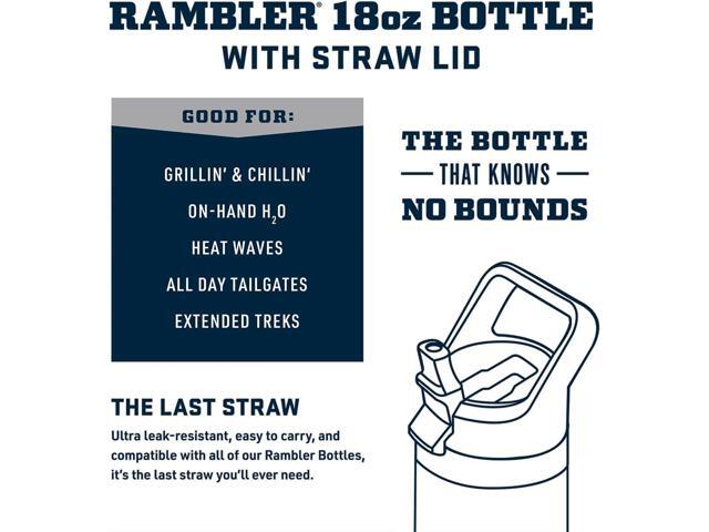 YETI Rambler 18 oz Bottle, Vacuum Insulated, Stainless Steel with Straw Cap