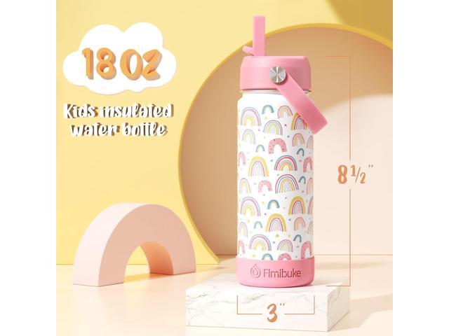Fimibuke Kids Insulated Water Bottle, 18oz BPA FREE Kids Cups with Straw Double Wall Vacuum Tumbler 18/8 Stainless Steel Leak Proof Toddler Water...