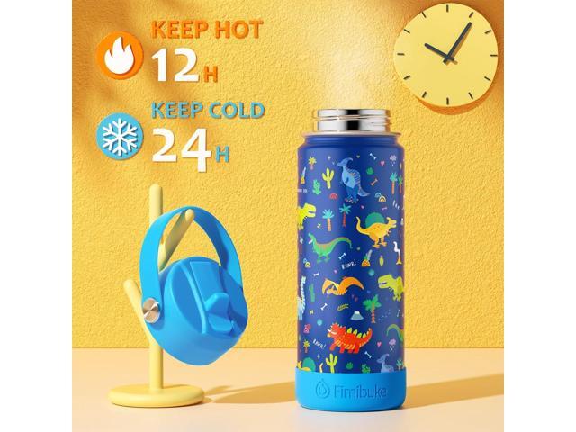 Fimibuke Kids Insulated Water Bottle, 18oz BPA FREE Kids Cups with Straw Double Wall Vacuum Tumbler 18/8 Stainless Steel Leak Proof Toddler Water...