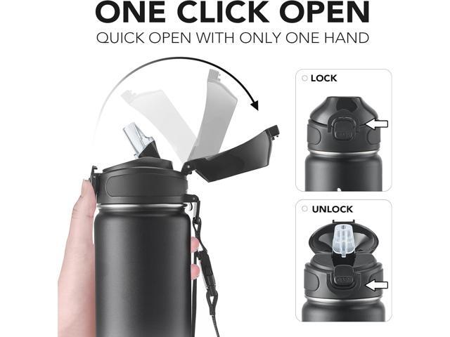Enerbone Insulated Water Bottle, 24 oz Stainless Steel Water Bottles with Carrying Strap, Double-Wall Vacuum Insulation Thermos, Leakproof Sports...