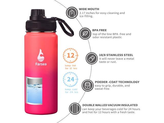 Farsea Insulated Water Bottle With Paracord Handle, Protective Silicone Boot and 2 Lids (Straw Lid & Spout Lid), Stainless Steel Water Bottle Wide...
