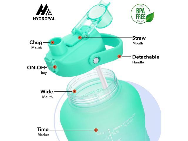HydroPal 1 Gallon Water Bottles with Straw, 128 oz / 3.8L Water Bottle BPA Free Innovative 2-IN-1 Lid Gym Bottle with Times to Drink Motivational,...