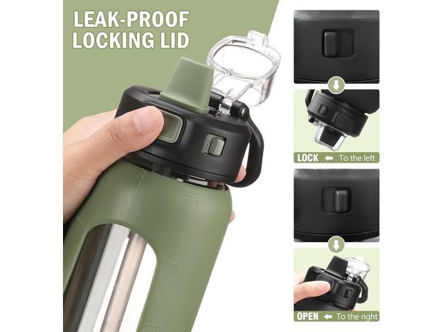 Kodrine Water Bottle With Straw and Carry Handle, Glass Water Bottle 24 oz Leak Proof Locking Lid with Soft Silicone Spout, Reusable Drinking Cups...
