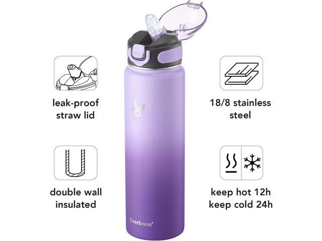 Enerbone Insulated Water Bottle, 32 oz Stainless Steel Water Bottles with Carrying Strap, Double-Wall Vacuum Insulation Thermos, Leakproof Sports...