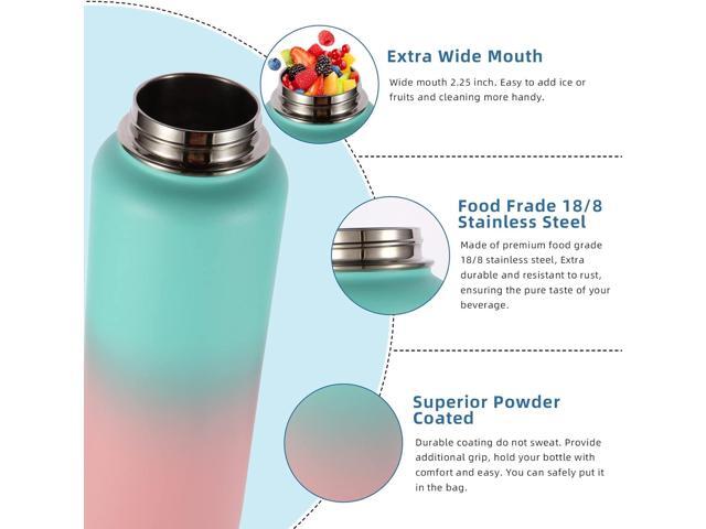 Volhoply Insulated Water Bottles Bulk 2 Pack, 40 oz Stainless Steel Sports Bottle with Paracord Handle & Spout Lid,Double Walled Water Thermos with...