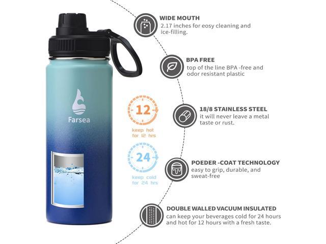 Farsea Insulated Water Bottle With Paracord Handle, Protective Boot and 2 Lids (Straw Lid & Spout Lid), Stainless Steel Water Bottle Wide Mouth,...
