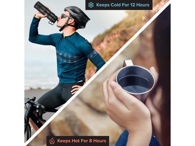 Vacuum Insulated Cycling Sports Water Bottle Bike Water Bottle Insulated w/Straw & Sip Lid Stainless Steel Cycling Water Bottle Sports Water...