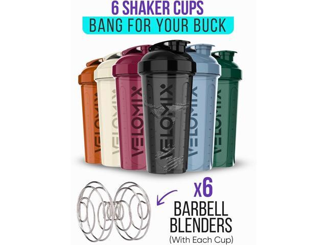 -6 PACK- Shaker Cups for Protein Shakes 28 oz - 6x Wire Whisk Leak Proof Protein Shaker Bottle for Protein Shakes, Shaker Bottle Pack for Pre &...