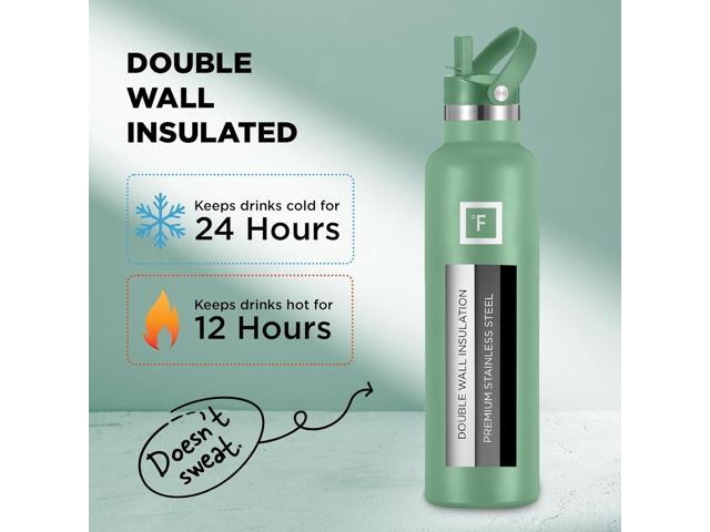 IRON °FLASK Camping & Hiking Hydration Canteens - 3 Lids (Narrow Straw Lid) Leak Proof Vacuum Insulated Stainless Steel - Hot & Cold Double Walled...