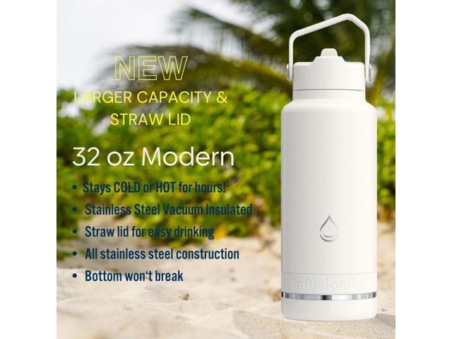Infusion Pro Fruit Infuser Water Bottle with Straw Lid (32 oz) Stainless Steel Vacuum Insulated: 50 Recipe Fruit Infusion eBook: Large Infuser...