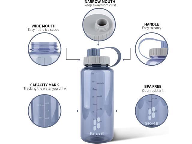 SHOKE 1 Liter Water Bottle, 32oz BPA Free Non-Toxic Tritan Wide Mouth Leakproof Large Sports Water Bottles with Handle, Gym Space Cup For Fitness...