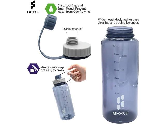 SHOKE 1 Liter Water Bottle, 32oz BPA Free Non-Toxic Tritan Wide Mouth Leakproof Large Sports Water Bottles with Handle, Gym Space Cup For Fitness...