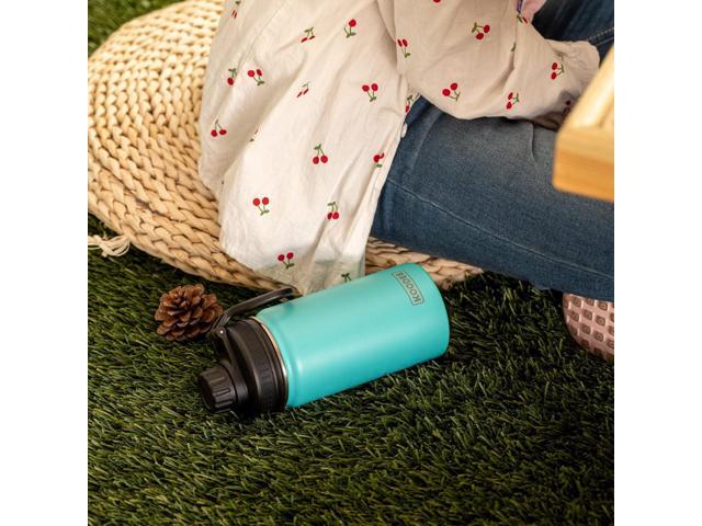 koodee Water Bottle for School 2 Pack 12 oz Stainless Steel Vacuum Insulated Wide Mouth Sports Water Bottle with Leakproof Spout Lid (Fuchsia...