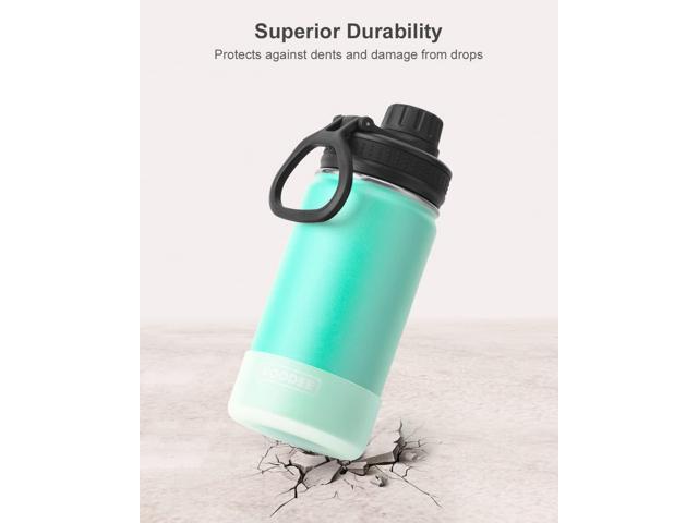 koodee Water Bottle for School 2 Pack 12 oz Stainless Steel Vacuum Insulated Wide Mouth Sports Water Bottle with Leakproof Spout Lid (Fuchsia...