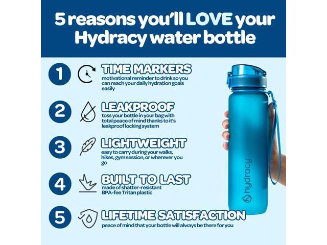 Hydracy Water Bottle with Time Marker -Large BPA Free Water Bottle & No Sweat Sleeve -Leak Proof Gym Bottle with Fruit Infuser Strainer & Times to...