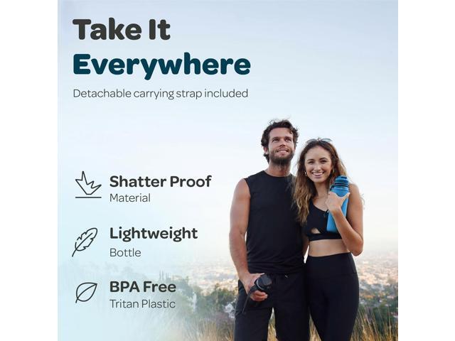 Hydracy Water Bottle with Time Marker -Large BPA Free Water Bottle & No Sweat Sleeve -Leak Proof Gym Bottle with Fruit Infuser Strainer & Times to...