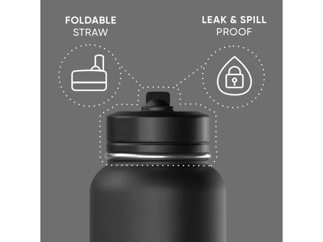 Hydrapeak 32oz Sport Insulated Water Bottle with Straw or Chug Lid, Leak & Spill Proof, Keeps Drinks Cold for 24 Hours, Hot for 12 Hours, Premium...