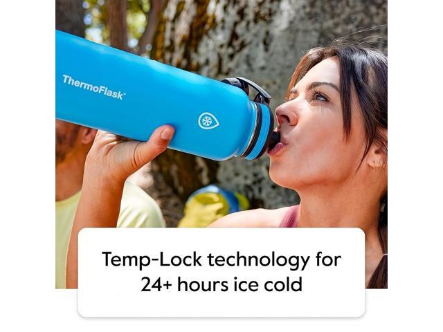 ThermoFlask 24 oz Double Wall Vacuum Insulated Stainless Steel 2-Pack of Water Bottles, Black/Malachite