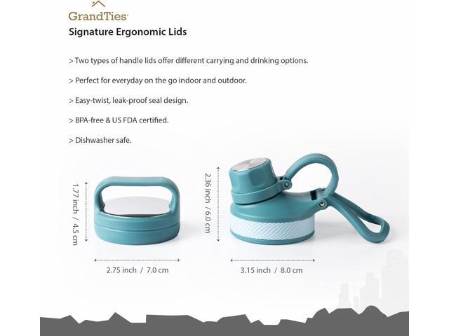 GrandTies 2 Lids Sports Stainless Steel Water Bottles Wide Mouth Vacuum Insulated Reusable Leak Proof BPA-Free Travel Metal Canteen, Thermal...