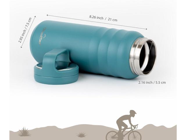 GrandTies 2 Lids Sports Stainless Steel Water Bottles Wide Mouth Vacuum Insulated Reusable Leak Proof BPA-Free Travel Metal Canteen, Thermal...