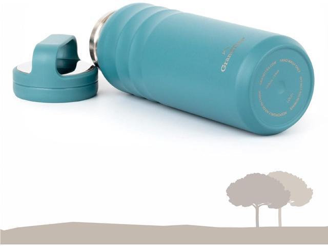 GrandTies 2 Lids Sports Stainless Steel Water Bottles Wide Mouth Vacuum Insulated Reusable Leak Proof BPA-Free Travel Metal Canteen, Thermal...