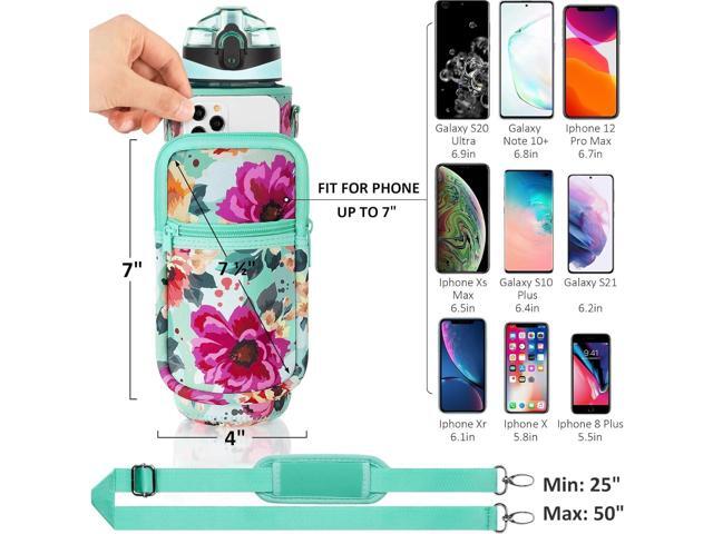 Fimibuke 32 oz Water Bottle with Sleeve - BPA Free Leakproof Sport Large 1L Plastic Motivational Water Bottle with Straw Strap & Insulated Neoprene...