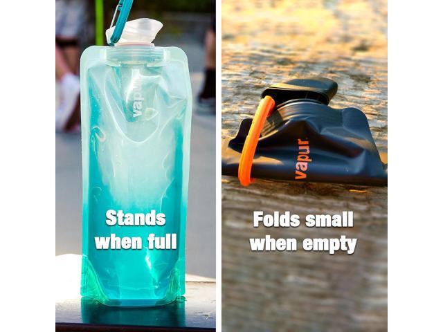 Vapur Collapsible Water Bottle With Carabiner, Compact Bottle Folds Flat For Hydration On The Go, Ideal for Traveling, Hiking or Camping, 34 Ounce,...