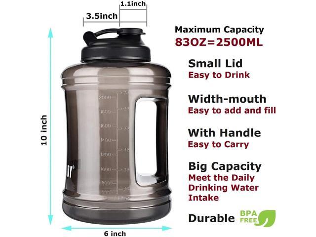 Water Bottle with Handle 2.5L Large Sports Water Bottle Half Gallon BPA Free Plastic Water Bottles Wide Mouth Water Bottle 83oz Reusable Gym Water...
