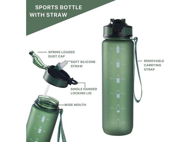 EYQ 32 oz Water Bottle with Time Marker, Carry Strap, Leak-Proof Tritan BPA-Free, Ensure You Drink Enough Water for Fitness, Gym, Camping, Outdoor...