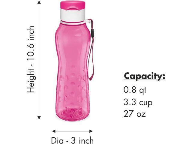 MILTON Sports Water Bottle Kids Reusable Leakproof 25 Oz 4-Pack Plastic Wide Mouth Large Big Drink Bottle BPA & Leak Free with Handle Strap Carrier...