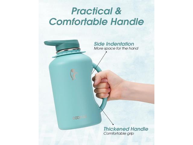 Half Gallon Water Bottle Insulated, Coolflask 64 oz Insulated Stainless Steel Water Jug Metal Double-Walled Vacuum Large Flask With Strap Straw...