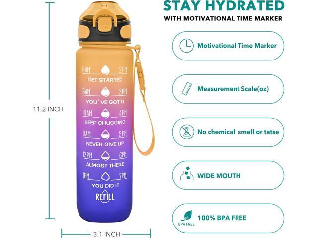 Enerbone 32 oz Water Bottle with Times to Drink and Straw, Motivational Drinking Water Bottles with Carrying Strap, Leakproof BPA & Toxic Free,...