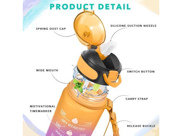 Enerbone 32 oz Water Bottle with Times to Drink and Straw, Motivational Drinking Water Bottles with Carrying Strap, Leakproof BPA & Toxic Free,...
