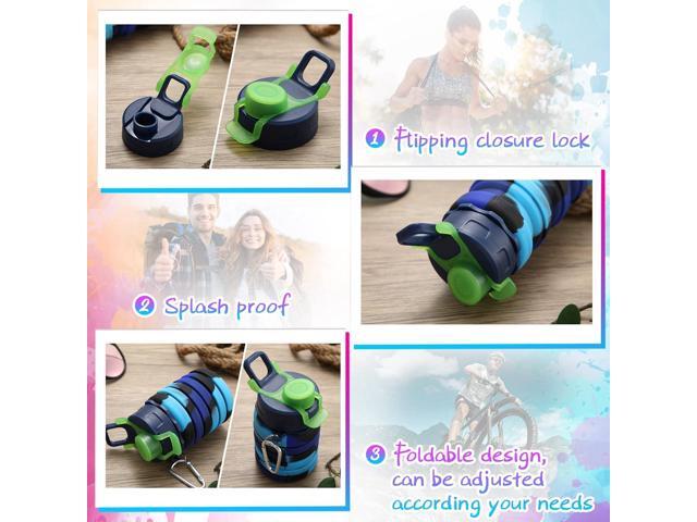 CHENGU 5 Pcs Collapsible Water Bottles 16 oz Portable Foldable Water Bottles Silicone Leak Proof Travel Water Bottle Reusable Sports Water Bottle...
