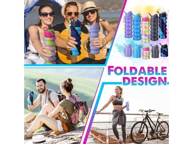 CHENGU 5 Pcs Collapsible Water Bottles 16 oz Portable Foldable Water Bottles Silicone Leak Proof Travel Water Bottle Reusable Sports Water Bottle...
